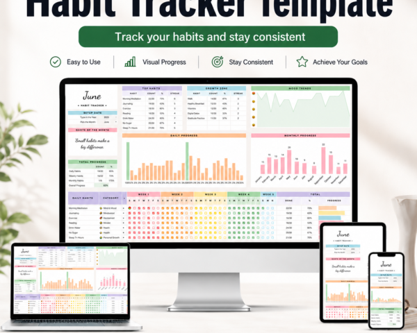 ADHD Habit Tracker Google Sheets – Daily, Weekly & Monthly Planner